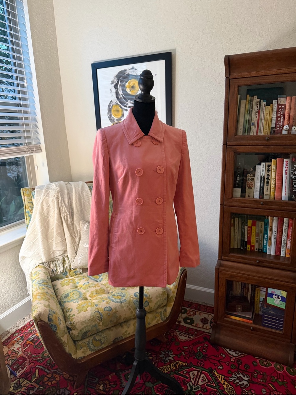 Twelfth Street Cynthia Vincent Coral Double Breasted Jacket S Made USA